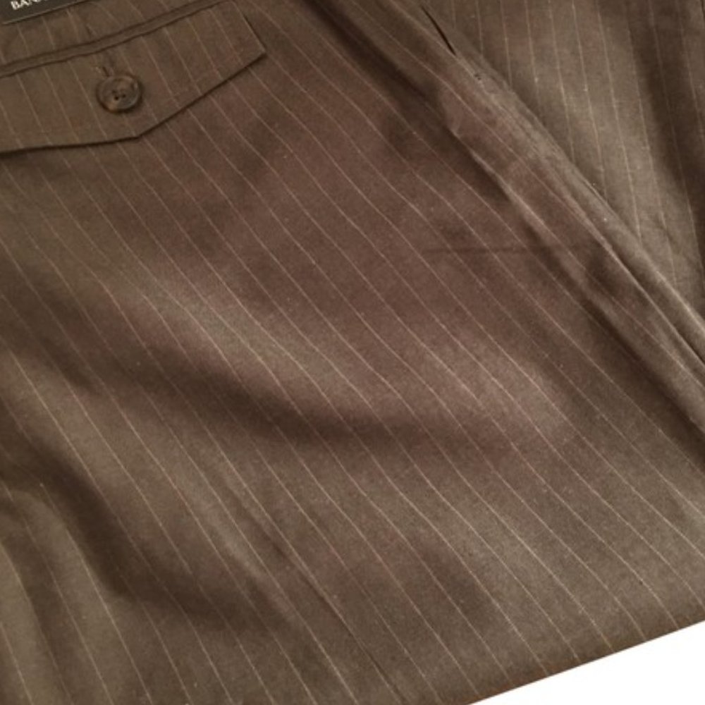 Banana Republic Brown Pinstriped Martin Fit 32" Inseam Trousers, Size 0